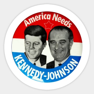 Kennedy - Johnson 1960 Presidential Campaign Button Design Sticker